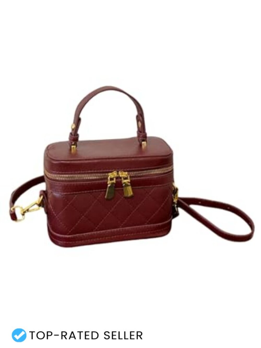 Quilted Faux Leather Crossbody Bag Y2K Mini Bucket Purse with Chain Strap